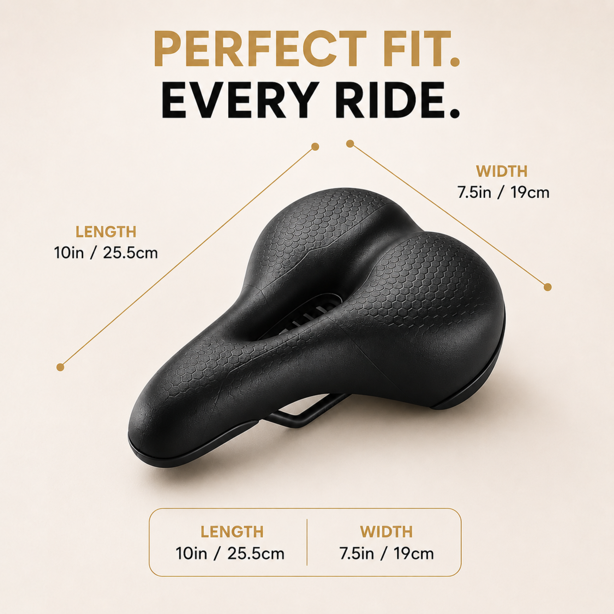 Ergonomic Bike Saddle with Pressure Relief Cutout, Road & Commuter Bicycle Seat, High-Elastic Foam, Universal Fit, 10.6 x 5.5 in, Black – Fenlo Form Sport+