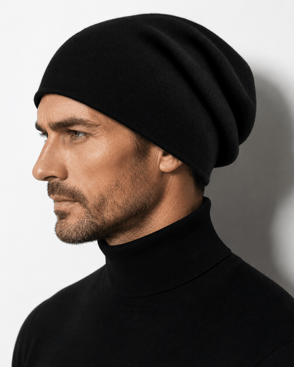 Pure Cashmere Slouchy Beanie Unisex Winter Hat Soft Designer Knit Cap Premium Oversized Warm Skully Headwear Accessories Fenlo Form
