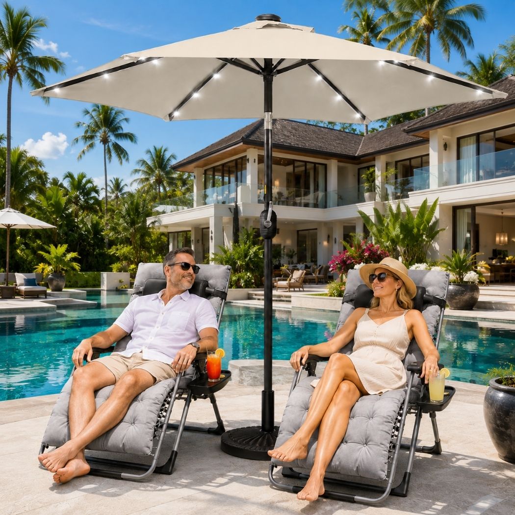 Lumina Oasis Canopy | 7.5' Solar LED Market Umbrella