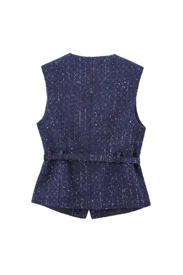Minji Mitternachtsblaue Tweedweste