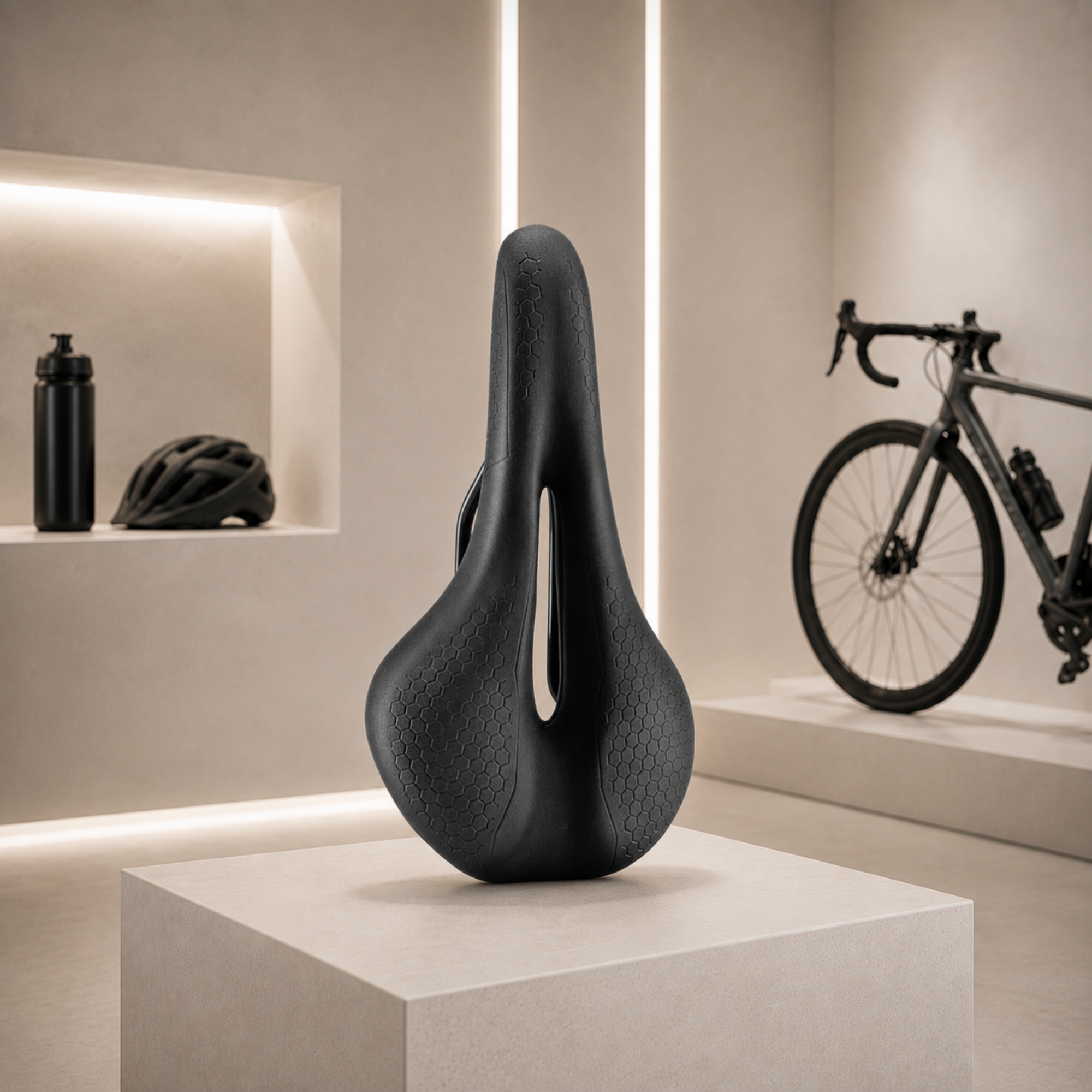 Ergonomic Bike Saddle with Pressure Relief Cutout, Road & Commuter Bicycle Seat, High-Elastic Foam, Universal Fit, 10.6 x 5.5 in, Black – Fenlo Form Sport+
