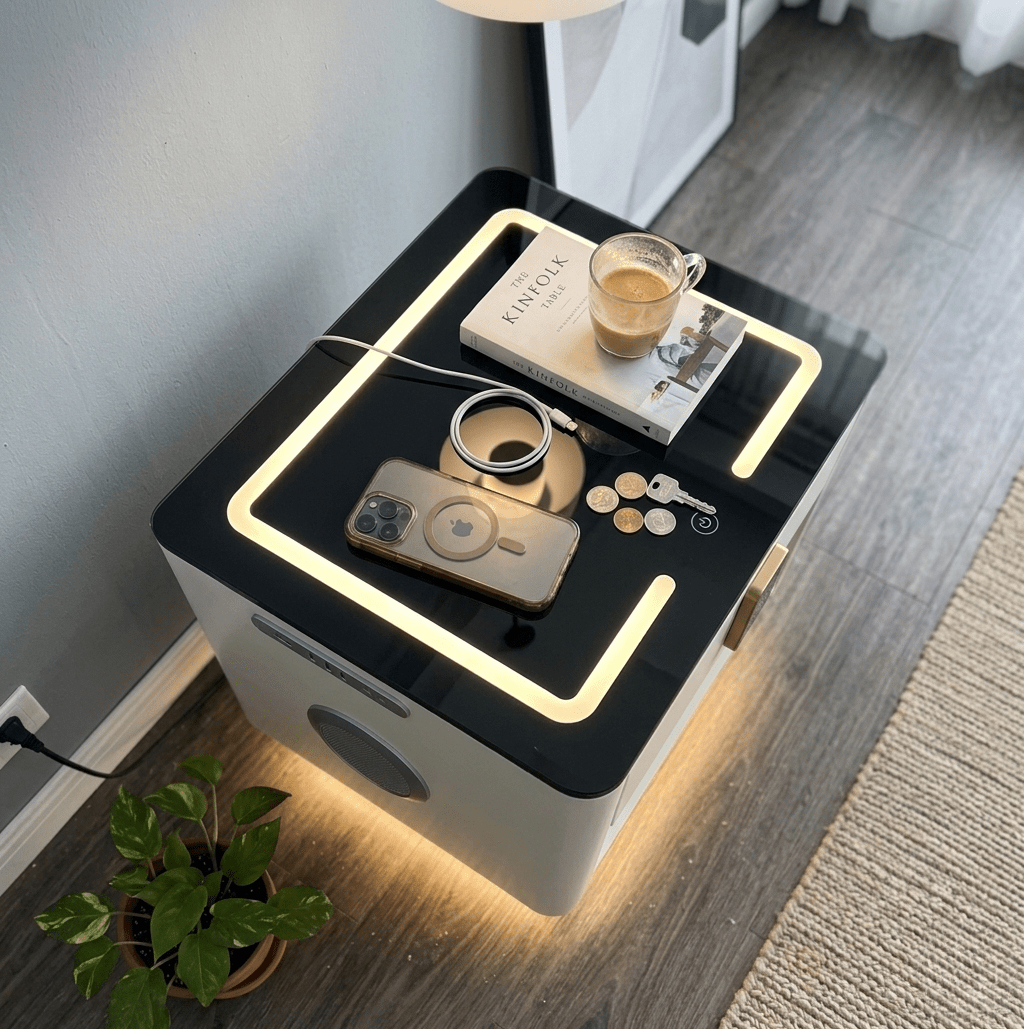 Aegis Smart Nightstand | Integrated Safe &amp; Wireless Charging Hub