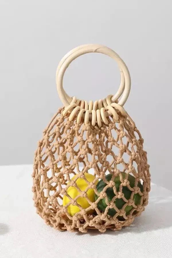 Ava Wooden Handle Tote Bag