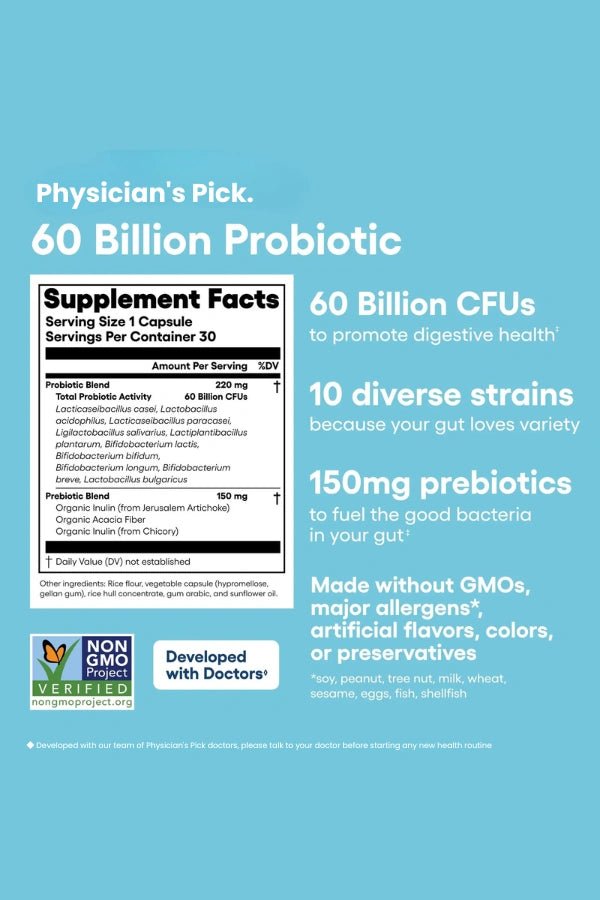 Physician's Pick - 60 Billion Probiotics & Digestive Enzymes