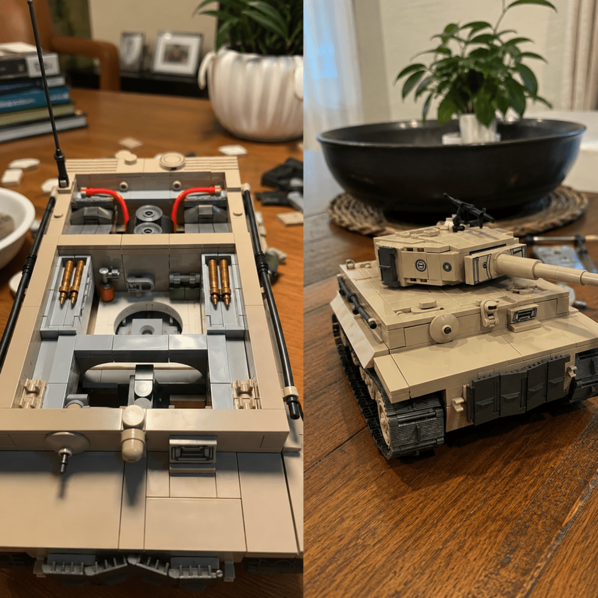 Tiger 1 Tank Building Set (Tan) | 1361 Pieces | WWII Military Brick Model