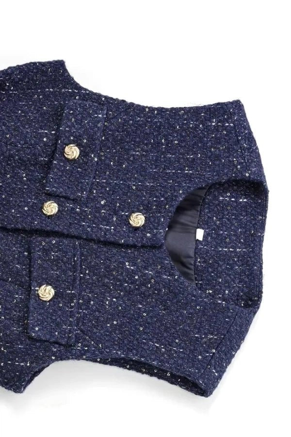 Minji Mitternachtsblaue Tweedweste
