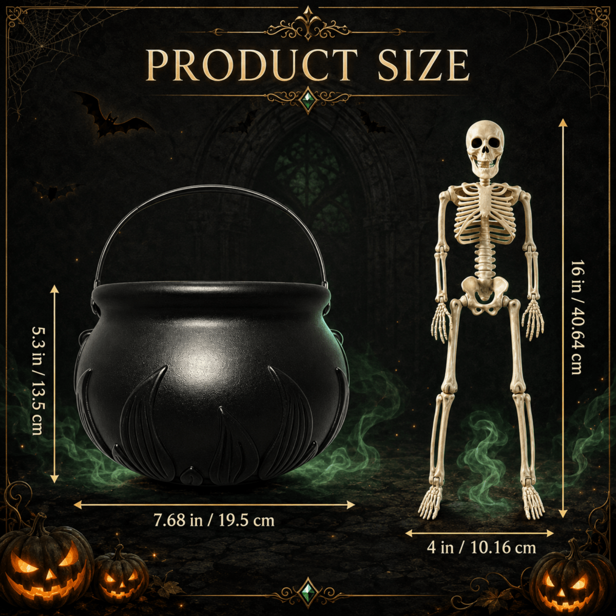 Spooky Floating Potion Cauldron with Mist Maker &amp; Green LED Fog Indoor Halloween Party Centerpiece Witch Decor Light Up Decoration