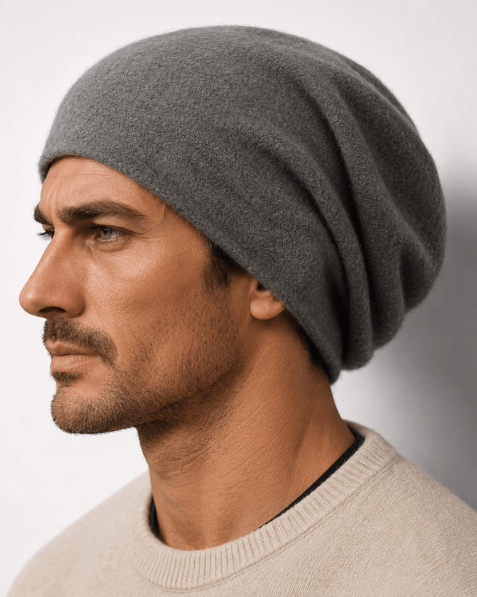 Pure Cashmere Slouchy Beanie Unisex Winter Hat Soft Designer Knit Cap Premium Oversized Warm Skully Headwear Accessories Fenlo Form