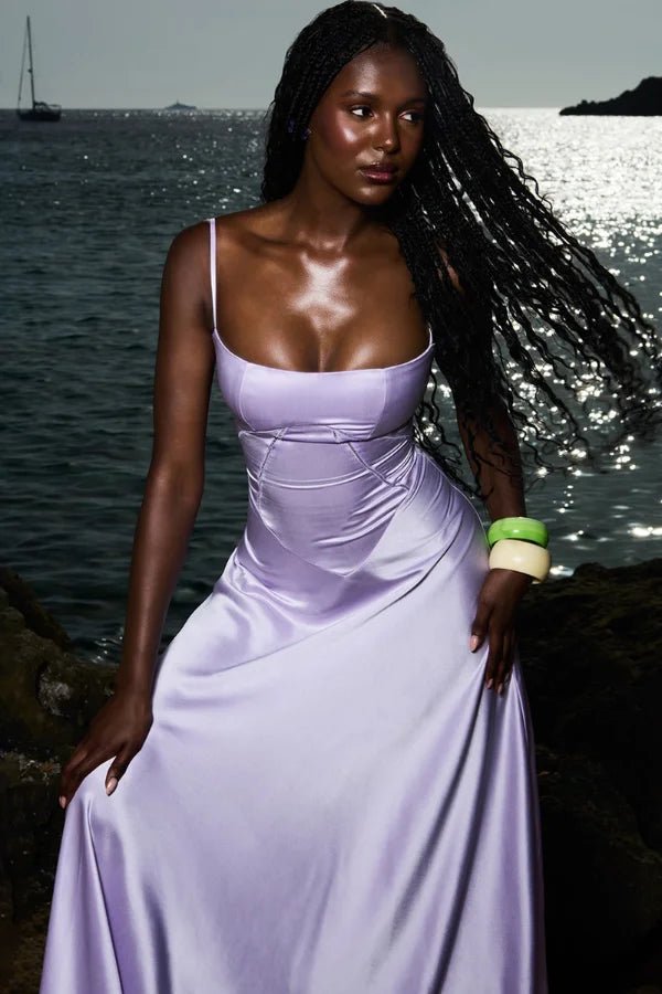 Gabriella – The Silky Satin Corset Maxi Dress