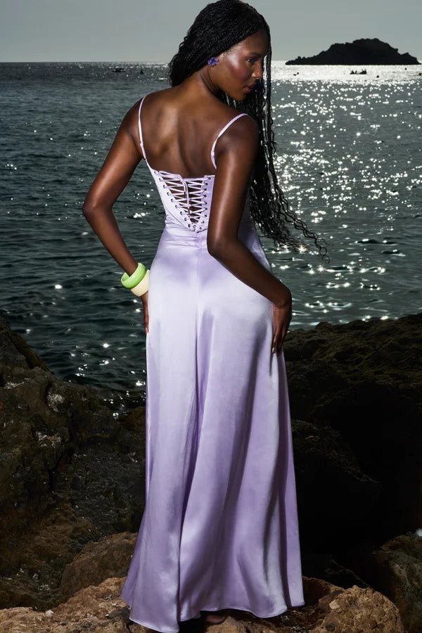Gabriella – The Silky Satin Corset Maxi Dress