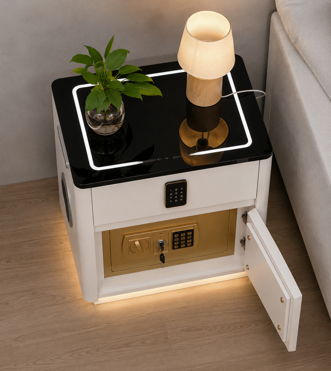 Aegis Smart Nightstand | Integrated Safe &amp; Wireless Charging Hub
