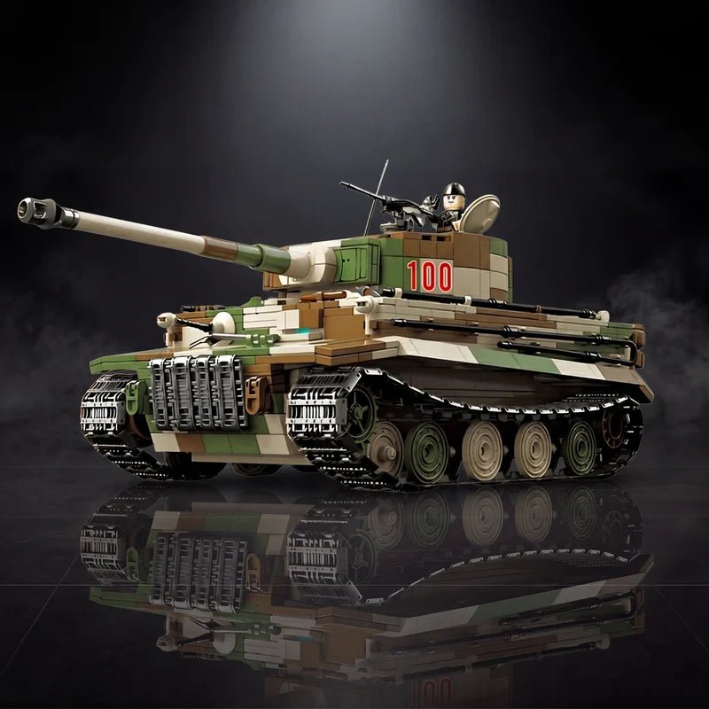 Tiger 1 Tank Building Set (Tan) | 1361 Pieces | WWII Military Brick Model