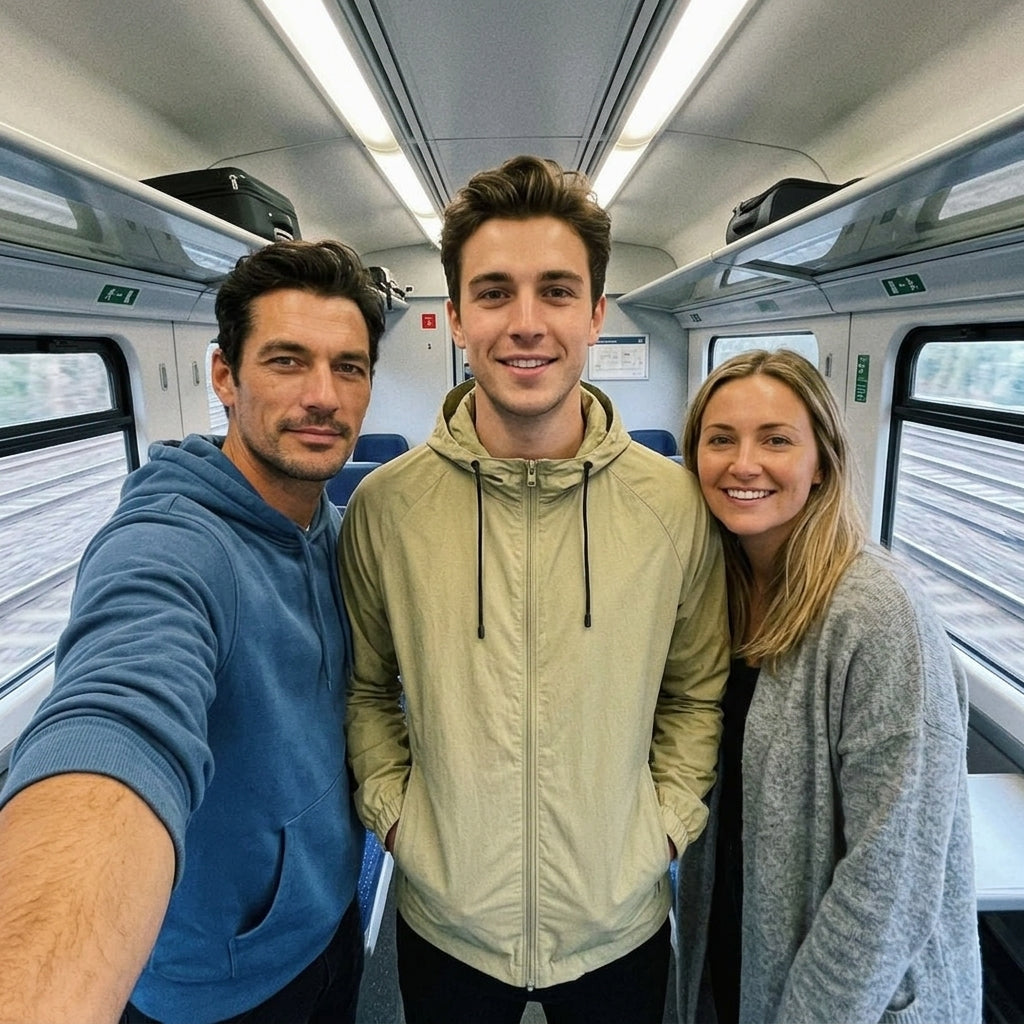 Avenia - Light Army Green - train friends selfie
