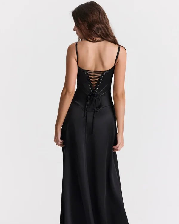 Back view of Gabriella Gown showing corset detail