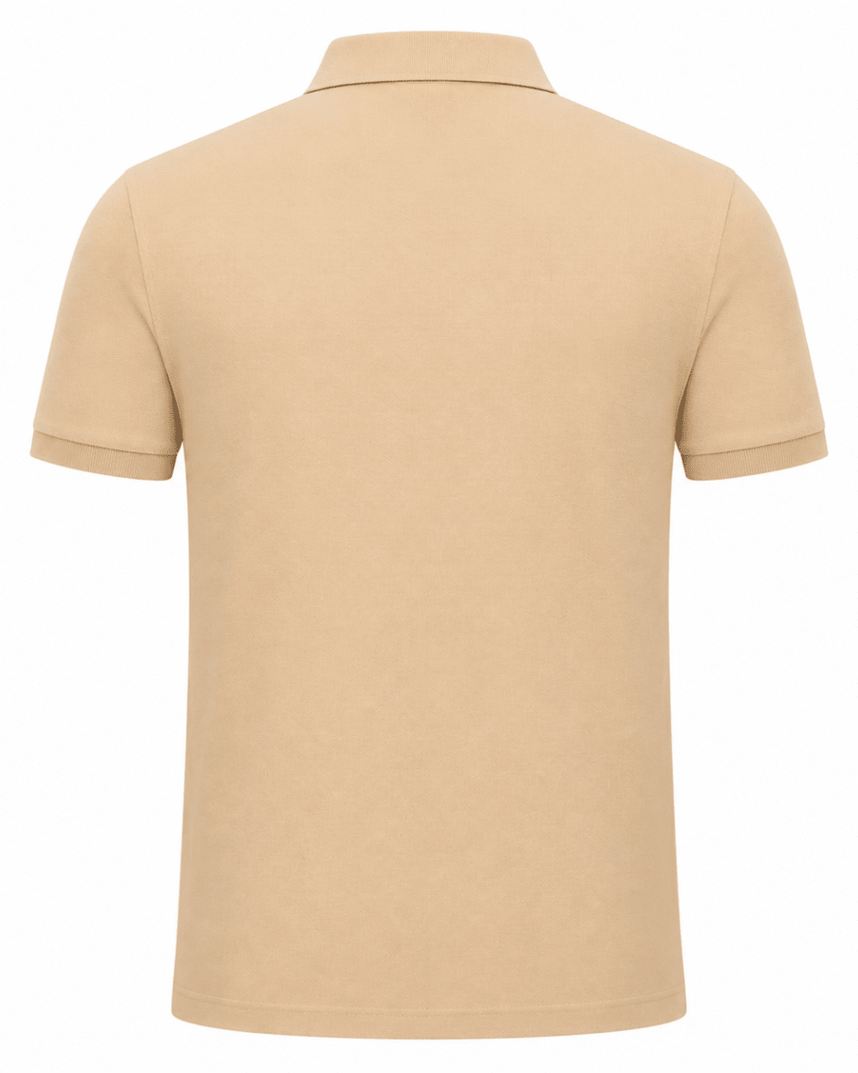 Beige polo shirt on a white background
