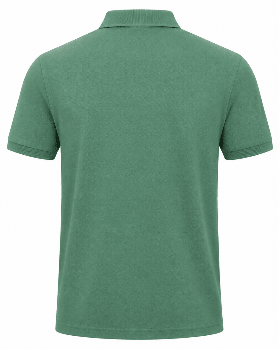 Green polo shirt on a white background