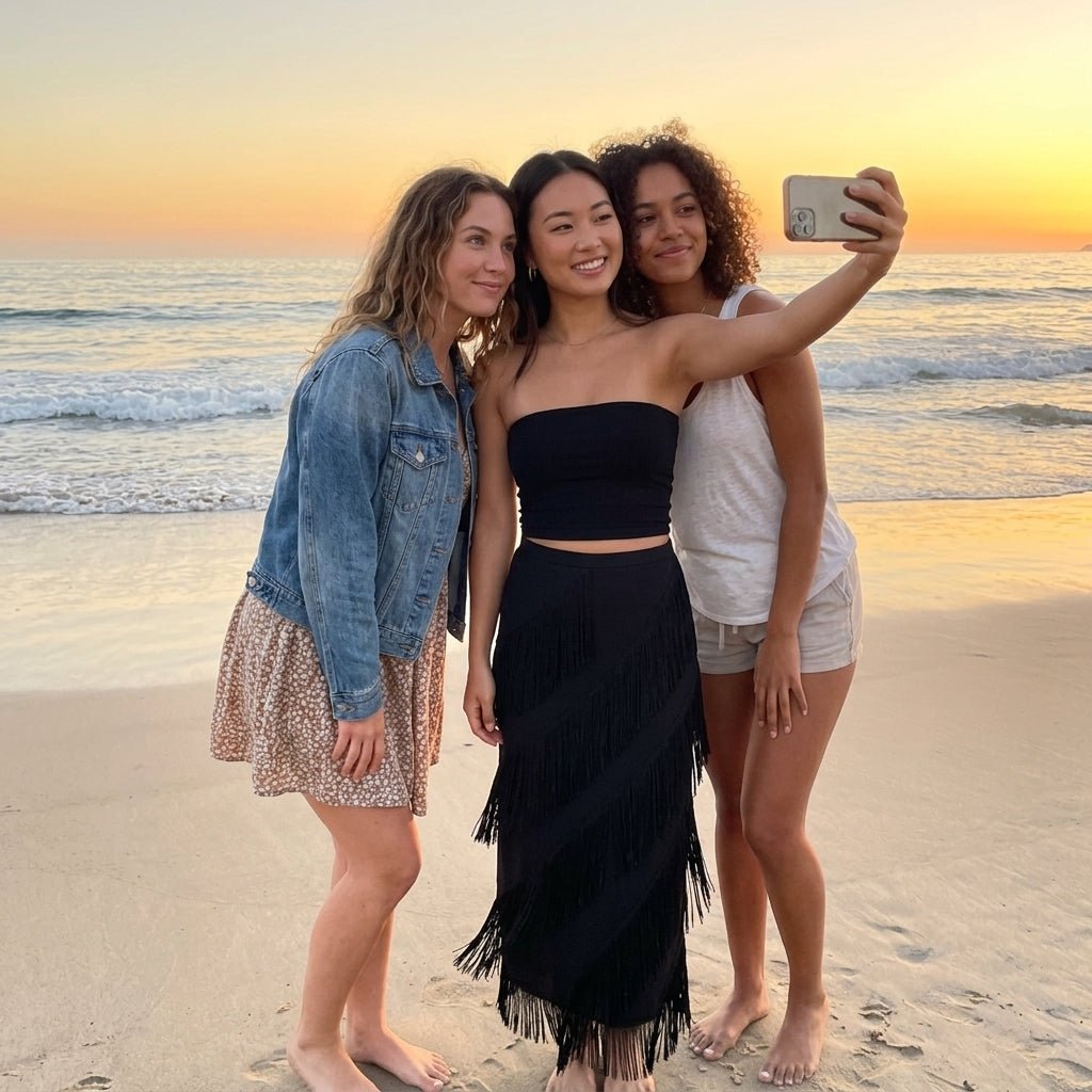 Cintia Skirt - beach group selfie