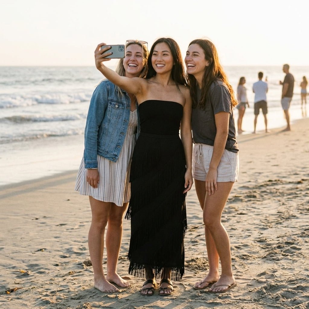 Cintia Skirt - beach group selfie