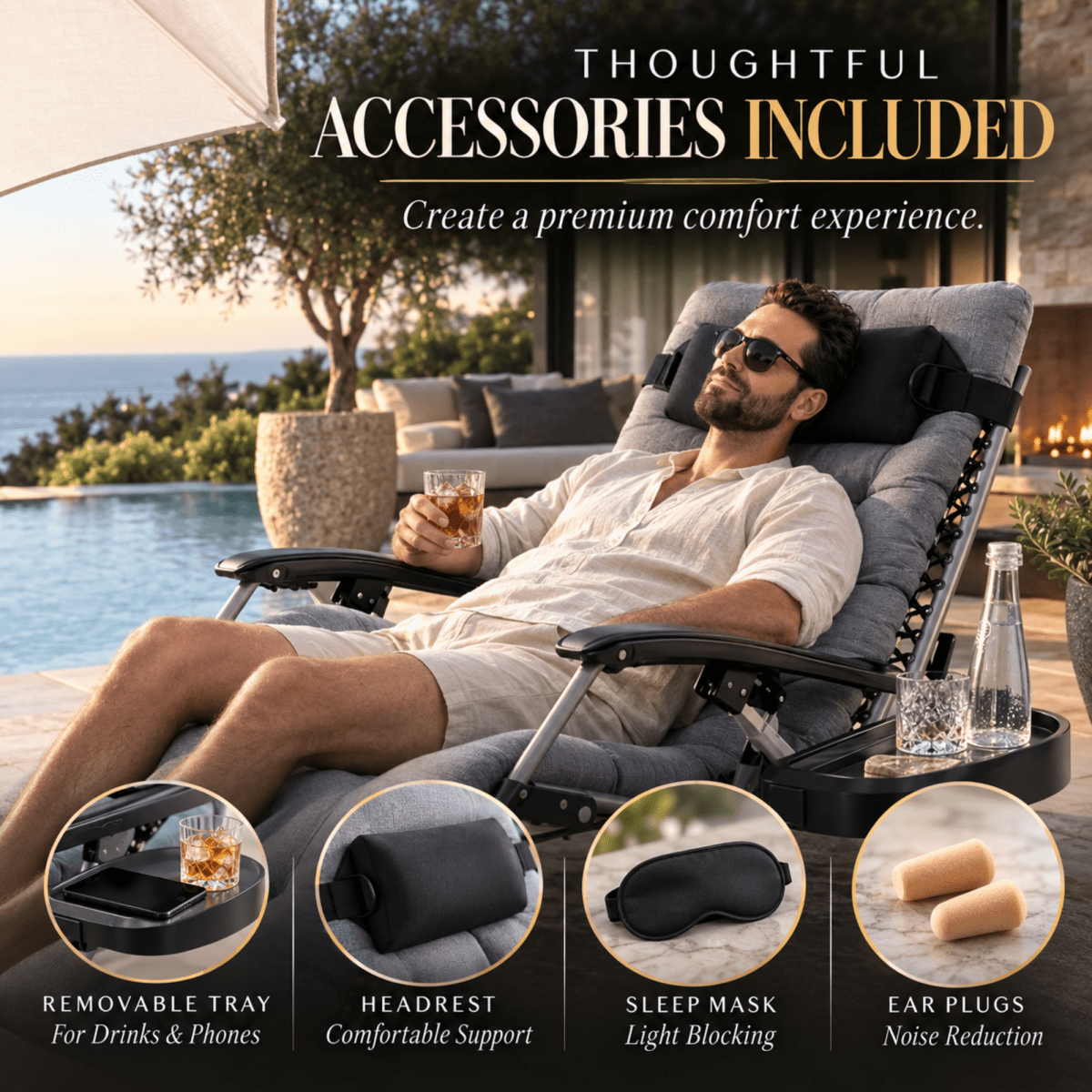 Thaddeus | Padded Zero Gravity Lounge Chair