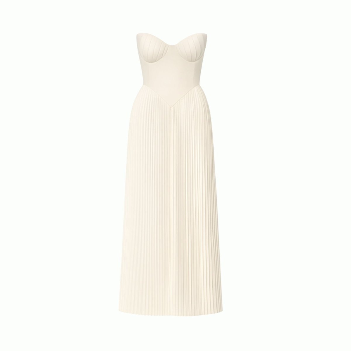 White strapless dress on a white background