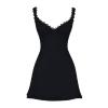 Flat lay of the Kouvr black mini dress, providing a close-up of the sweetheart neckline, ribbed bust, and structured bodice.