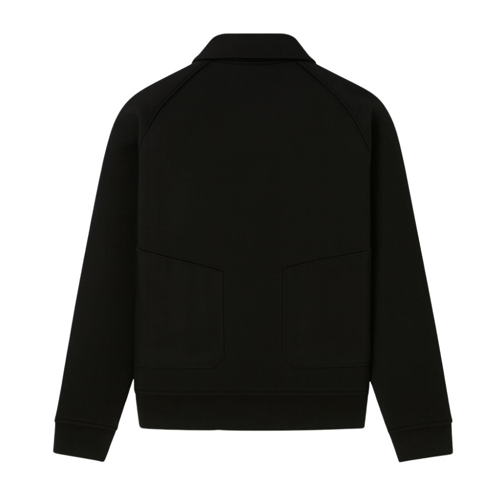 Black kouvr jacket on a white background
