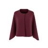 Flatlay product shot of the Kouvr Burgundy Structured Capelet in burgundy, showing the front design and textured fabric.