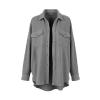 Flatlay product shot of the Kouvr Donna Waffle Knit Shacket in heather grey, showing the button-front and chest pockets.