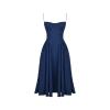Product-only image of the navy Evdokia corset dress by Kouvr against a white background, showcasing its shape and structure.