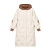 Flat lay product shot of the Kouvr Fashion Arianne women's long down coat, showing the front snap button closure and diamond quilting pattern. 