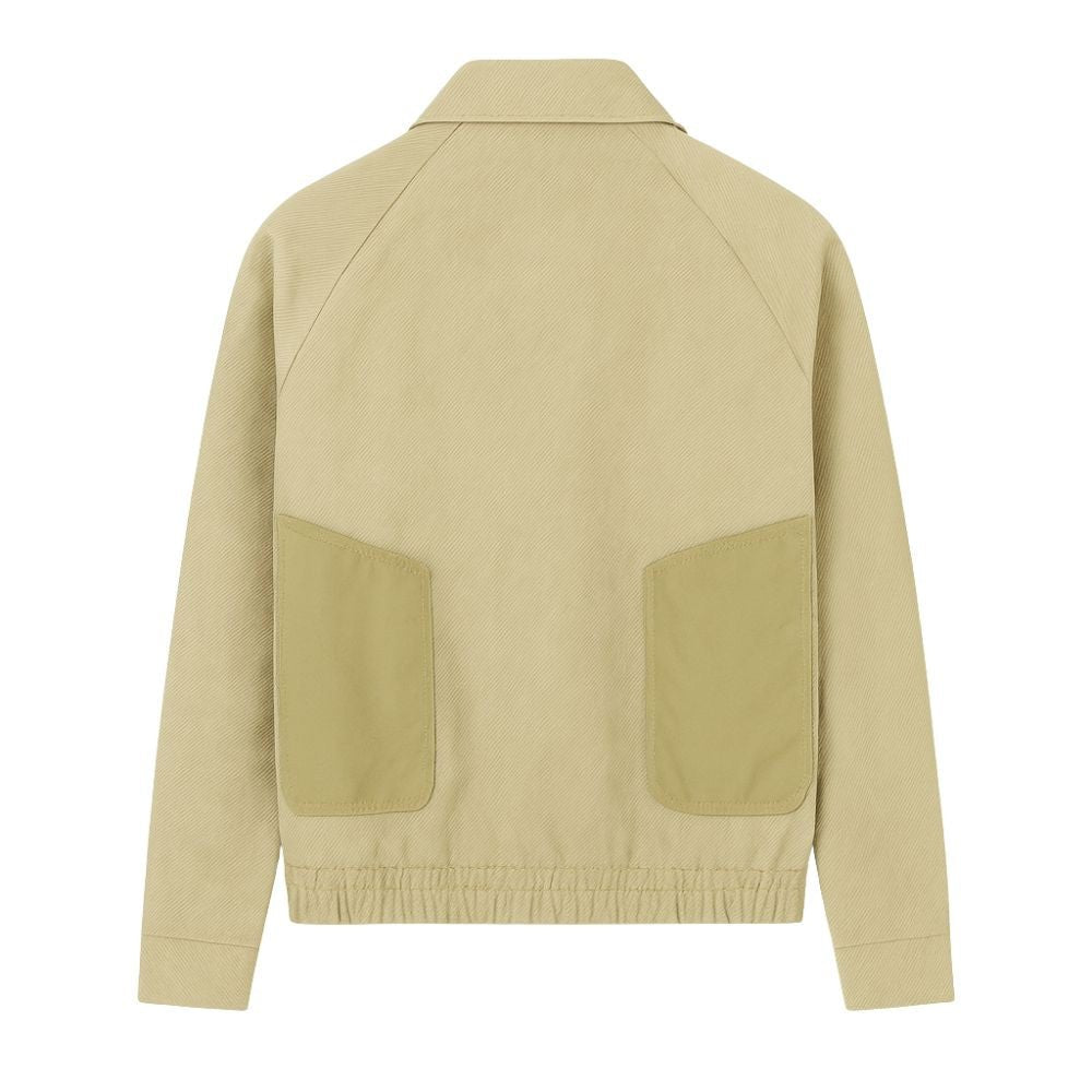 Model wearing the Kouvr Fashion Aiken corduroy shacket in khaki 