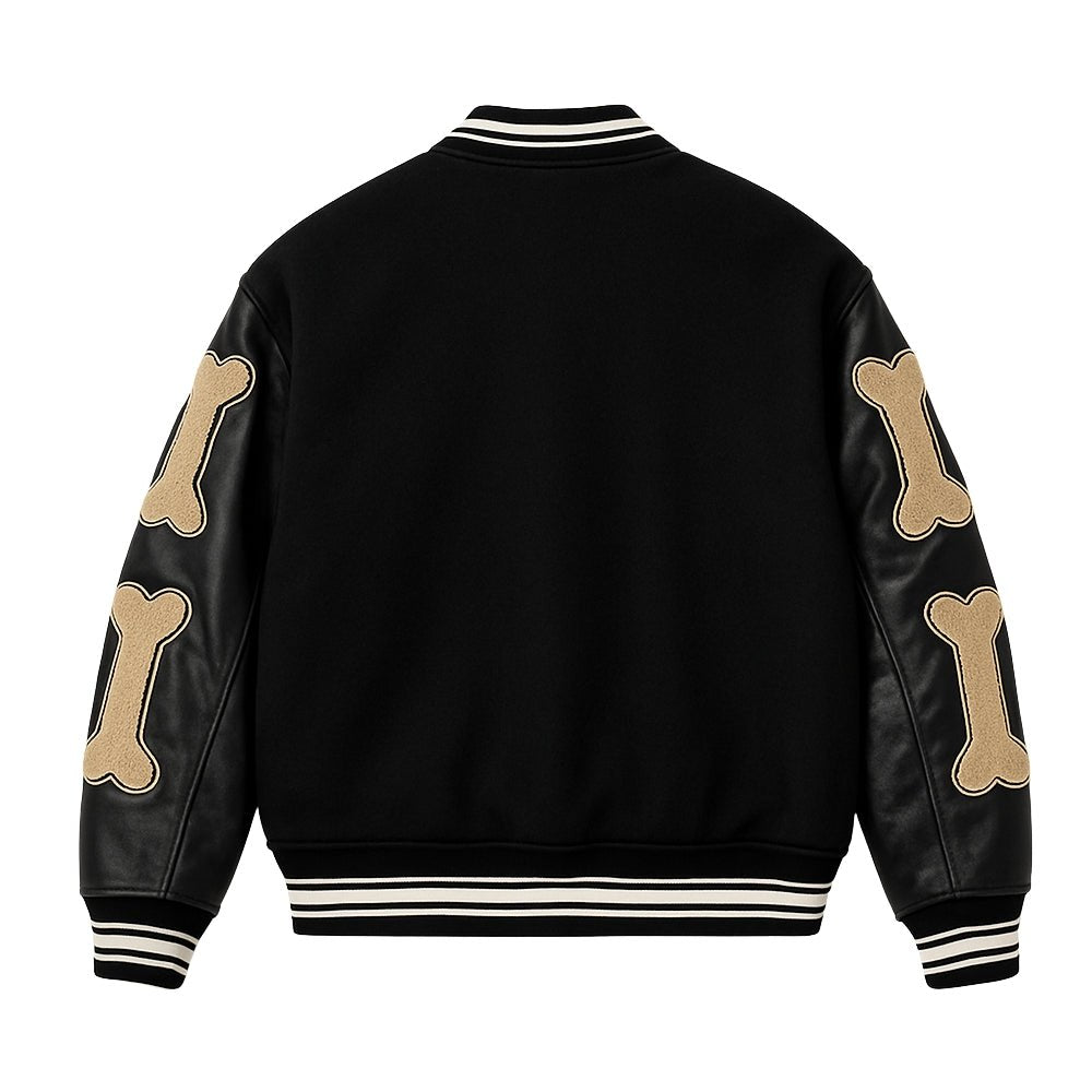collegiate style," "Americana fashion," "hip hop jacket," "oversized silhouette," and "embroidered outerwear