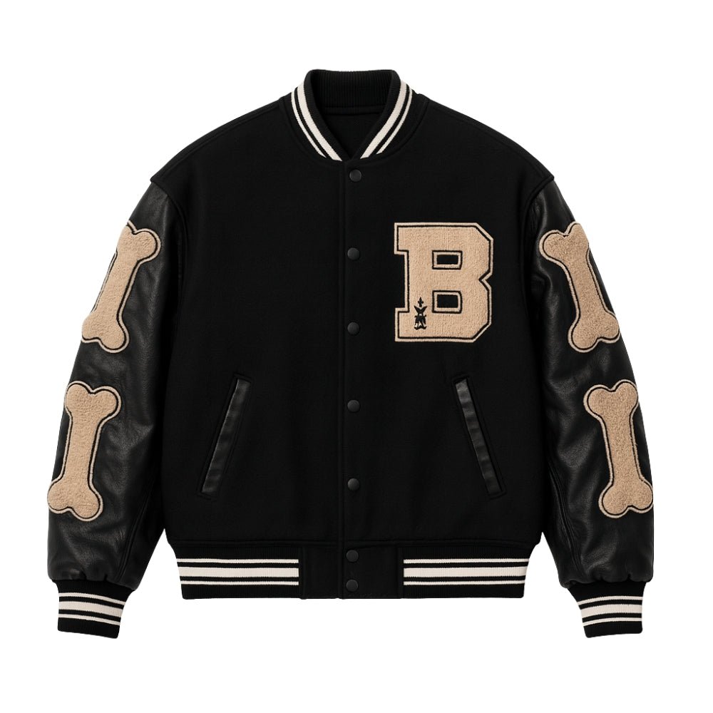 collegiate style," "Americana fashion," "hip hop jacket," "oversized silhouette," and "embroidered outerwear