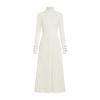 Product flatlay of the white Dianne turtleneck sweater dress from the front, displayed on a white background to show texture and detail.