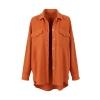 Flatlay of the burnt orange waffle knit shacket showing the front button placket, two chest pockets, and classic collar design.