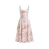 Flatlay product shot of the Nefeli floral bustier midi dress from the front.