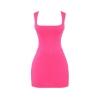 Flatlay product shot of the dark pink Sculpt Corset Mini Dress, detailing the square neck and corset-style seams on the bodice.