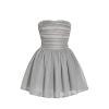 Front product shot of the Kouvr Harmonistrapless silver glitter mini dress on a ghost mannequin.