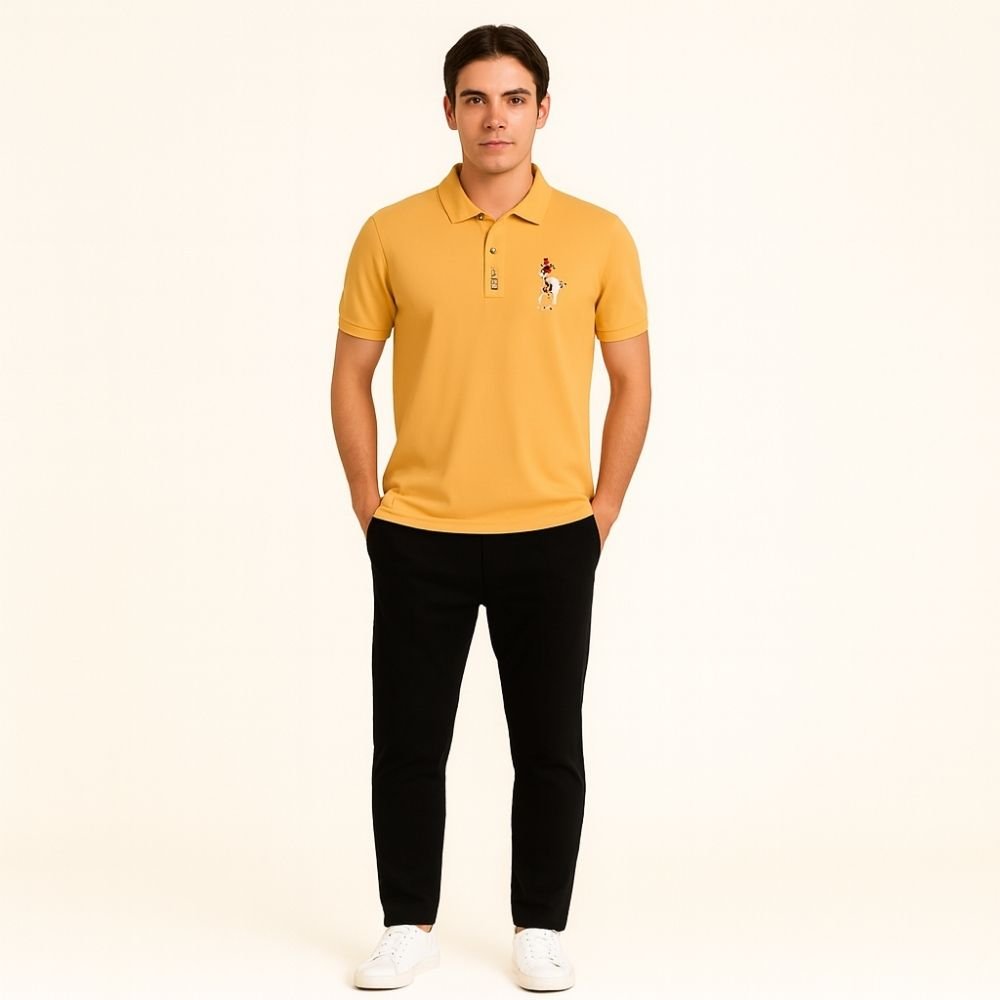 pique knit shirt, premium cotton polo, embroidered logo polo, men's summer shirt, sophisticated casual wear, golf polo shirt, men's collared shirt
