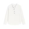 Flat lay of the Kouvr men's white slub roby shirt, showing the front, contrast button placket, and mandarin collar.
