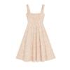 Flat lay product shot of the front of the Kouvr Nyasia blush floral midi dress, displaying the square neckline and pleated skirt.