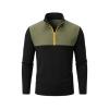 Front product shot of the Kouvr Ozzy half-zip sweater in olive and black on a white background, detailing the thermal waffle texture.