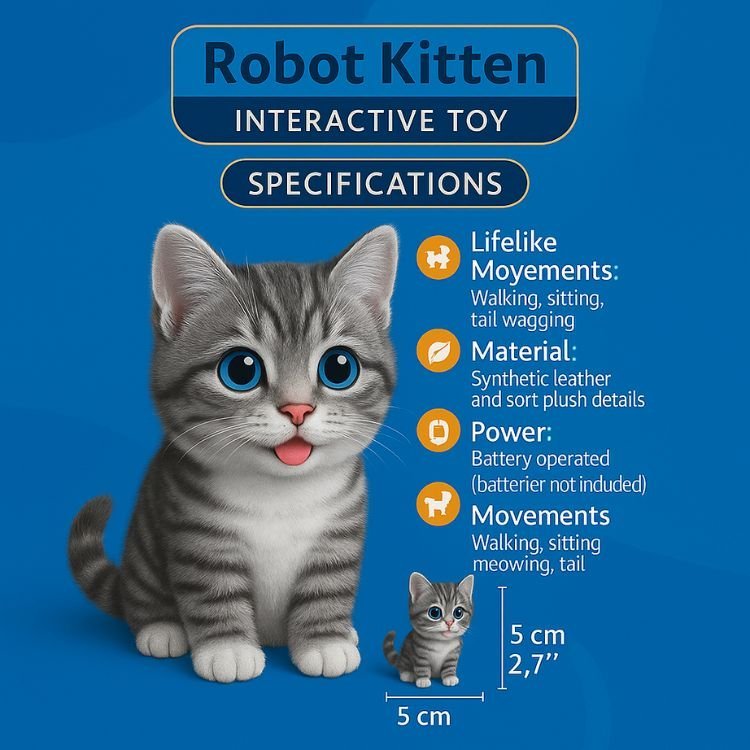 Realistic Robot Kitten – Electronic Cat | Walks, Meows & Wags Tail