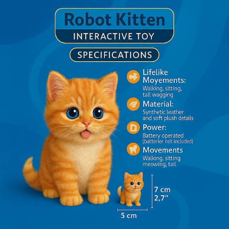 Realistic Robot Kitten – Electronic Cat | Walks, Meows & Wags Tail