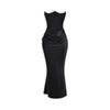 structured bodice," "draped waist," "satin formal dress," "old Hollywood glamour," "sculptural silhouette