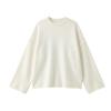 Flat lay of the Kouvr Krystal sweater in cream, displaying the mock neckline, external seams, and luxurious soft knit texture on a white surface.