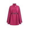 Studio product shot of the Kouvr Traci  cape coat in Pink, featuring the pearl button and black belt.