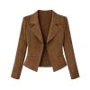 Product flat lay of the Kouvr Fashion Espresso Brown Tailored Blazer, showing the open-front design and notched lapels on a white background.