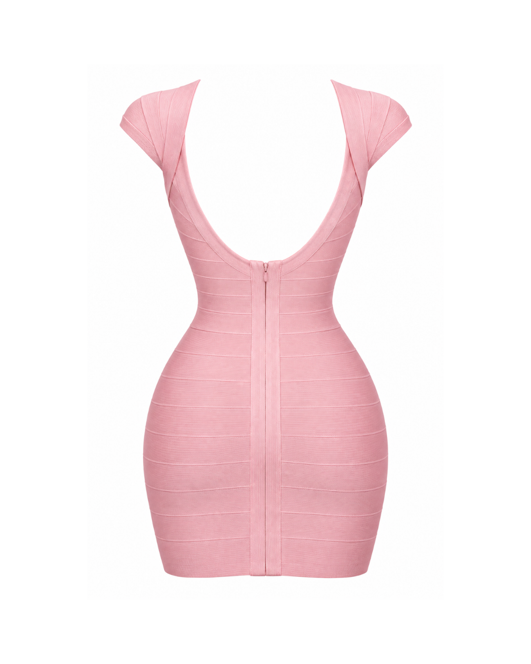 Pink v-neck bandage dress manequin back