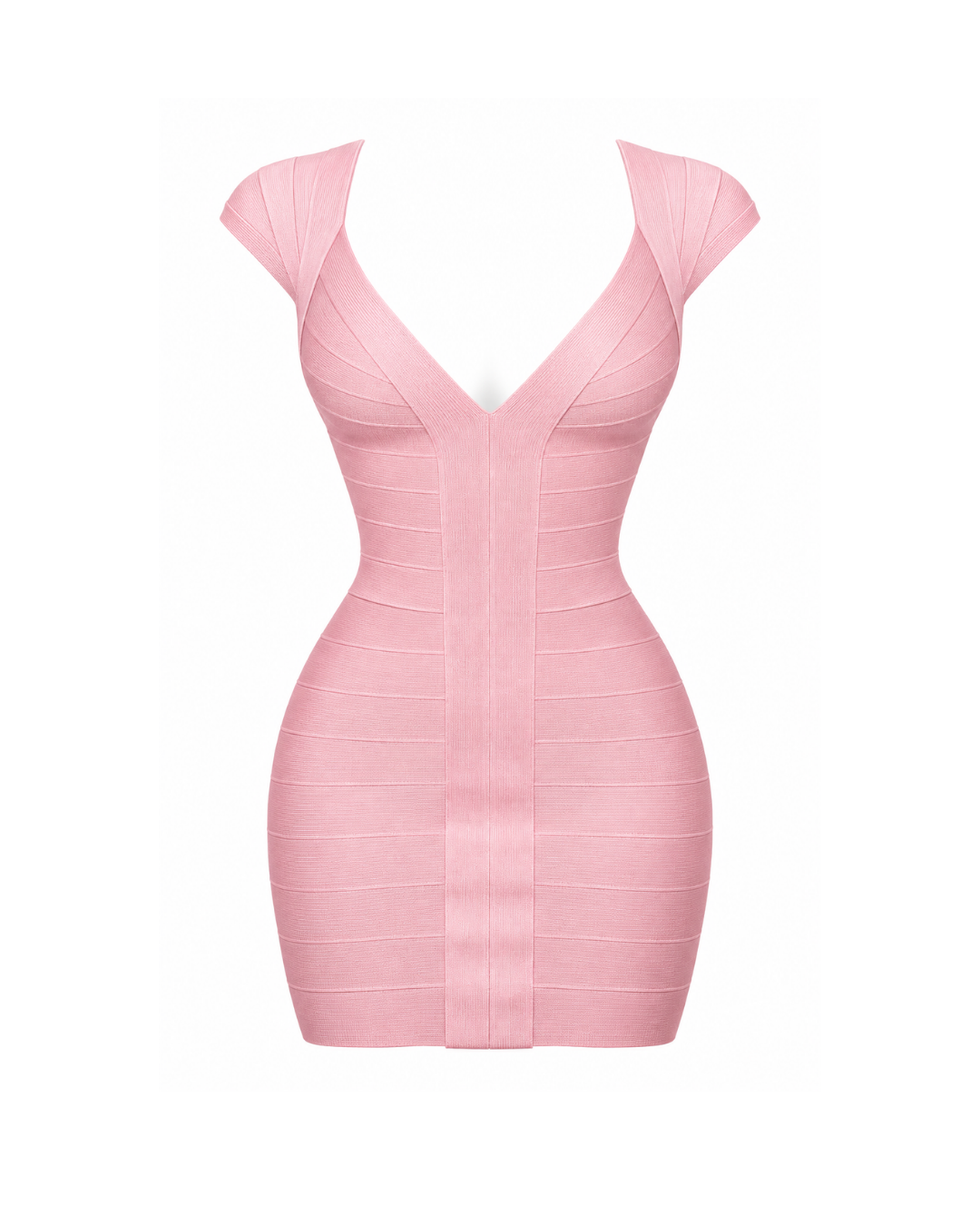 Pink v-neck bandage dress manequin front.